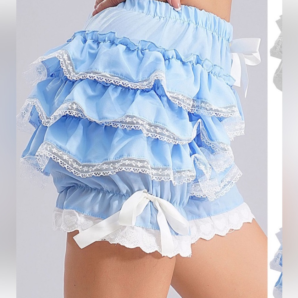 Women's Blue Ruffled Sleep Shorts